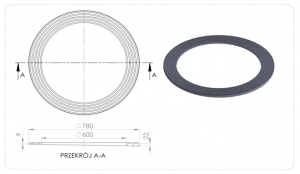 PIERŚCIEŃ WYRÓWNAWCZY TWORZYWOWY KLIN   T1K/600/9/22