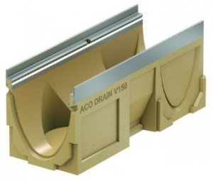 ACO DRAIN Multiline V 150 Korytko z polimerbetonu V 150 20.1 , z bocznymi wyżłobieniami do podłączeń kątowych, , z wyżłobienien w dnie do wybicia, Krawędzie ze stali ocynkowanej