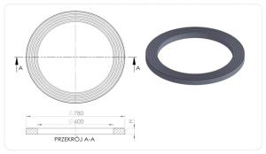 PIERŚCIEŃ WYRÓWNAWCZY TWORZYWOWY   T1/600/50