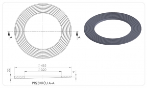 PIERŚCIEŃ WYRÓWNAWCZY TWORZYWOWY KLIN   T1K/320/9/22