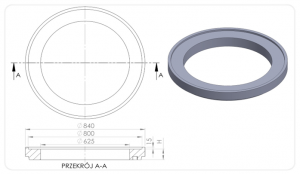 PIERŚCIEŃ WYRÓWNAWCZY TWORZYWOWY Z RANTEM   T1R/625/80