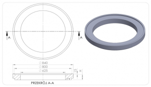 PIERŚCIEŃ WYRÓWNAWCZY TWORZYWOWY Z RANTEM   T1R/625/40