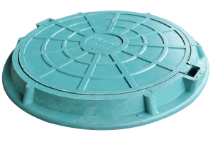 Właz tworzywowy konglomerat okrągły z zamkiem AO 600 A15 H=75 zielony
