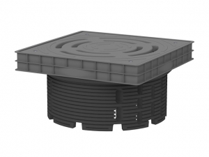 Nasada kontrolno - drenażowa do dachów i tarasów zielonych, balastowych/żwirowych z ramą i rusztem z tworzywa sztucznego