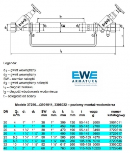 ZESTAW WODOMIERZOWY (KONSOLA) EWE DN20 /3901011/ skośny - skośny 1