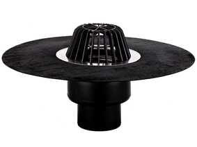 WPUST DACHOWY PŁASKI QS 160 Z KOSZEM I KOŁNIERZEM BITUMICZNYM WAVIN (4031042)