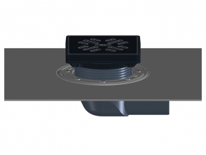 Wpust poziomy DN75 z kołn. bitumicznym i klapą zapachową oraz nasadą żeliwną 190x190mm