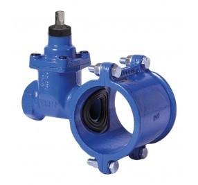 NAWIERTKA Z ZASUWĄ OPASKA ŻELIWNA TYP NZ PVC/PE   90/32